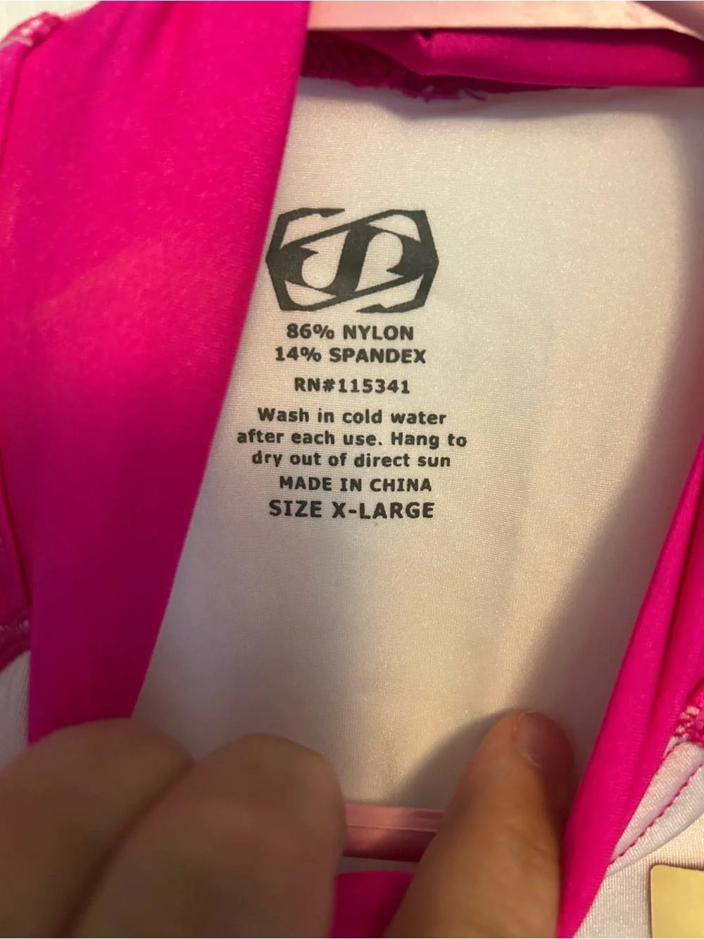 Girls' White and Hot Pink Long Sleeve Swim Tee